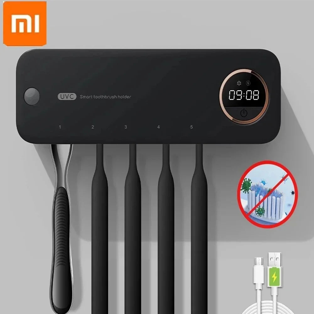 Nuevo Xiaomi UV cepillo de dientes navaja almacenamiento esterilizador pantalla LED soporte para cepillo de dientes recargable montaje en pared con accesorios de baño