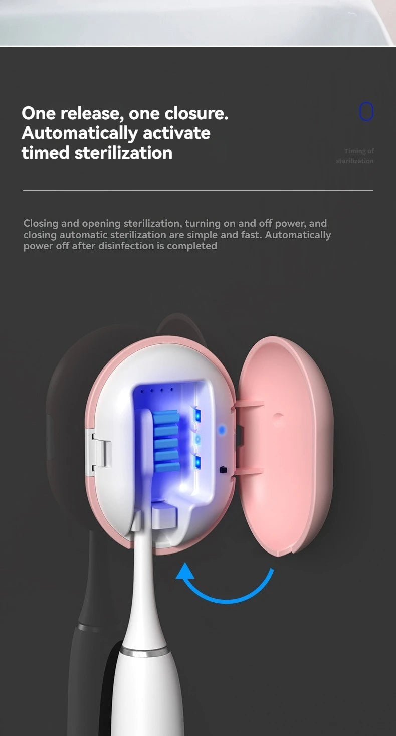 Mini esterilizador de cepillos de dientes, cepillo de dientes para viajes en casa, caja de cepillos de dientes con esterilización UV, esencial para uso doméstico y al aire libre
