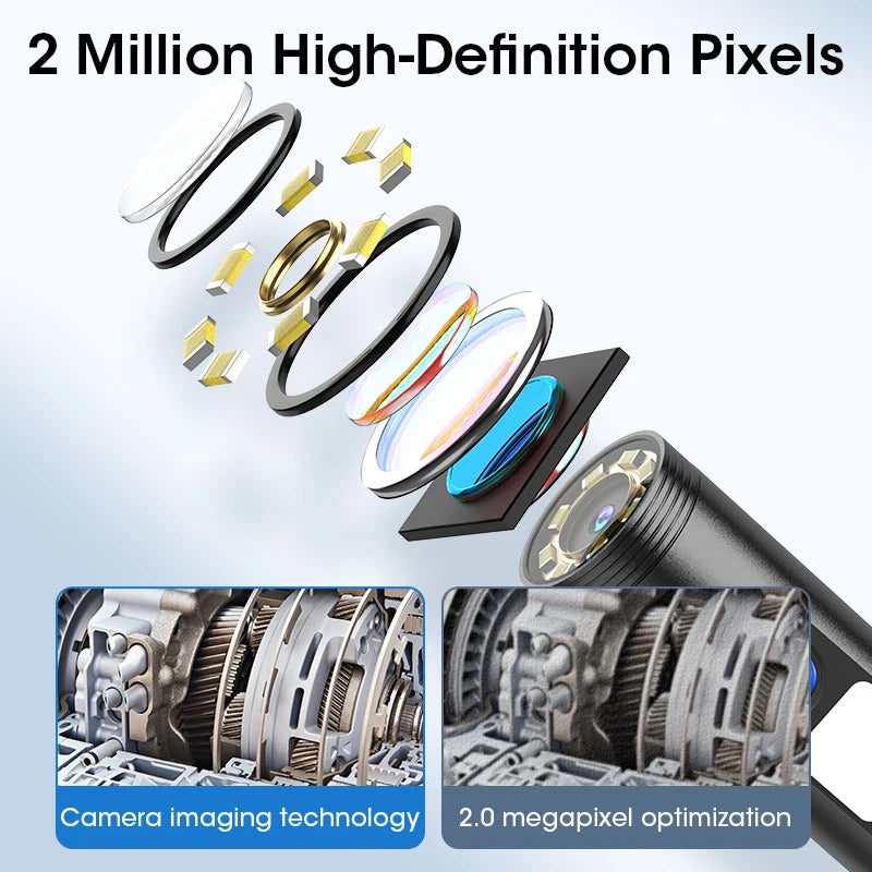 Cámara endoscópica de 8,0 MM IP68 impermeable 8 LED ajustables para IOS Android cámaras boroscopio de inspección flexibles herramientas automotrices