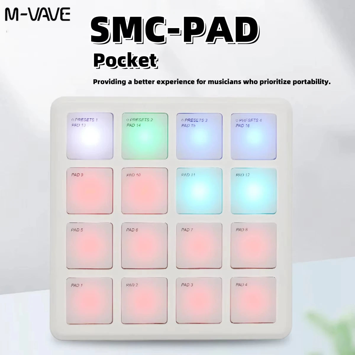 Controlador MIDI Teclado USB Mini 25 teclas, 16 almohadillas de batería RGB, 8 perillas y producción musical, software incluido, M-VAVE SMK-25 II