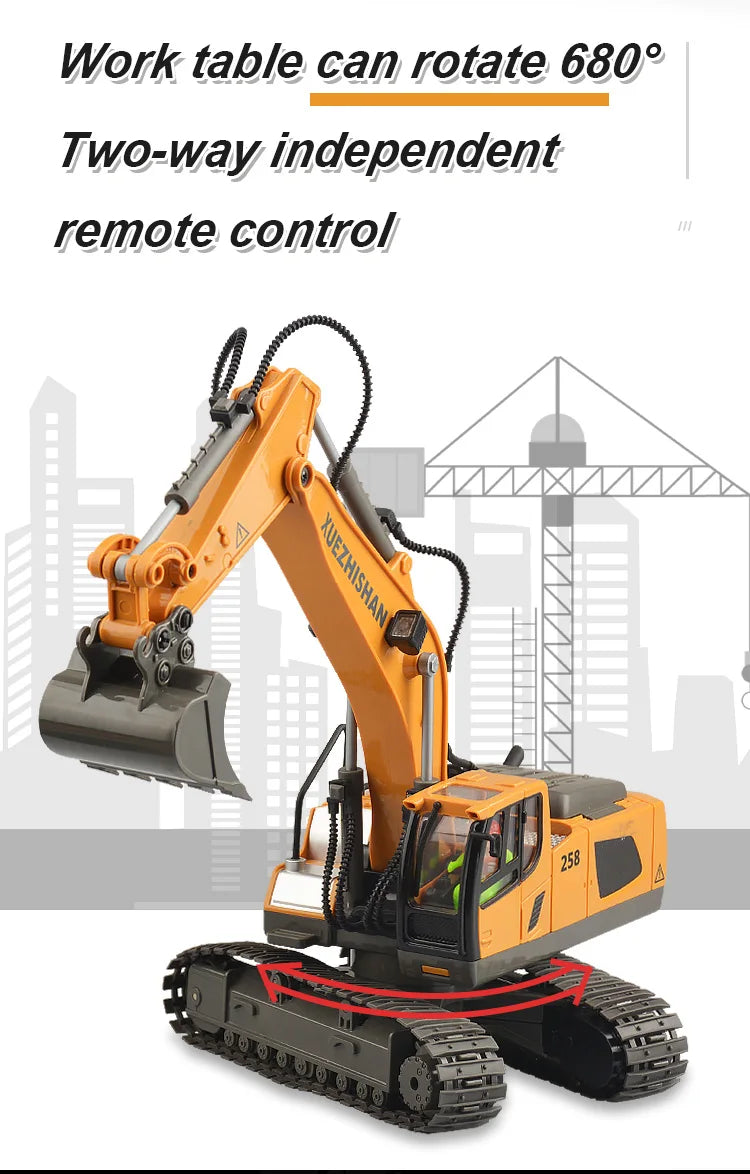 Camión volquete de aleación 1:24 9CH RC, vehículo de ingeniería, carretilla elevadora, excavadora pesada, coche de Control remoto, juguetes para niños, regalos