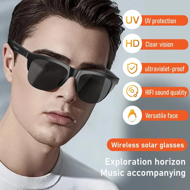 Original mijia Xiaomi gafas de sol inteligentes gafas Bluetooth llamada deportes al aire libre auriculares HIFI luz azul impermeable Anti-UV con micrófono