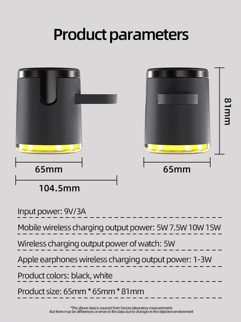 Cargador inalámbrico 4 en 1 QI2, base de carga rápida, luz nocturna para Magsafe iPhone 16 15 14 Pro Max Airpods Pro 2-8 Apple Watch