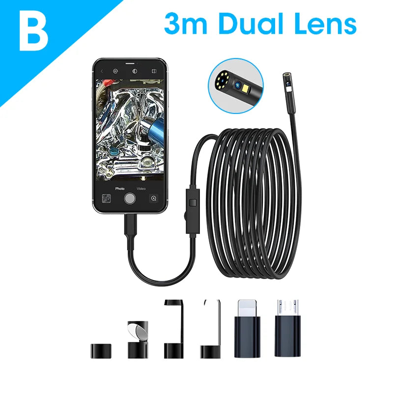 Cámara endoscópica de 8,0 MM IP68 impermeable 8 LED ajustables para IOS Android cámaras boroscopio de inspección flexibles herramientas automotrices