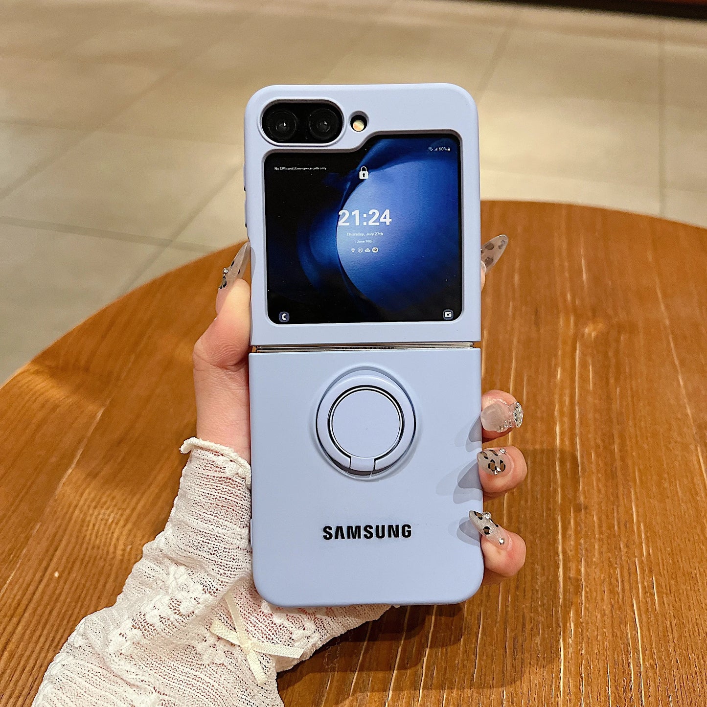 Funda de teléfono con soporte de anillo de silicona líquida de Color caramelo oficial de lujo Samsung Galaxy Z Flip 7 6 5 4 3 funda protectora a prueba de golpes