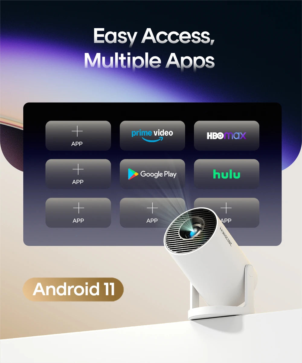 Proyector Magcubic Android 11 4K, 720P HY300 Pro + Wifi Dual 290ANSI 180 ° Proyector portátil flexible