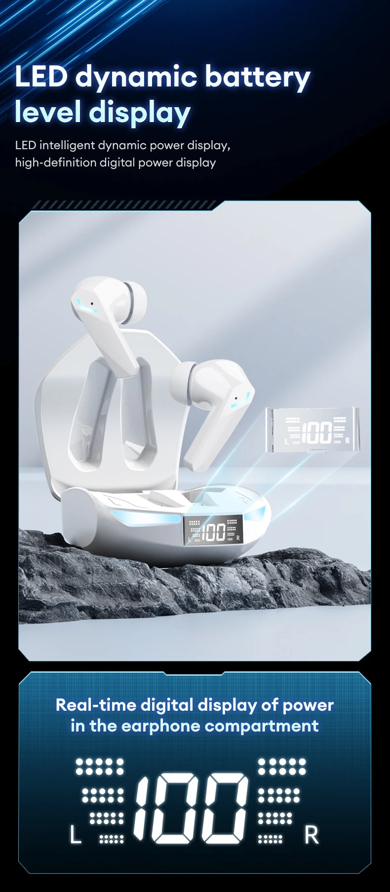 Nuevo Lenovo GM2 PRO MAX auriculares inalámbricos Bluetooth 5,4 pantalla Digital LED auriculares impermeables con cancelación de ruido auriculares para juegos
