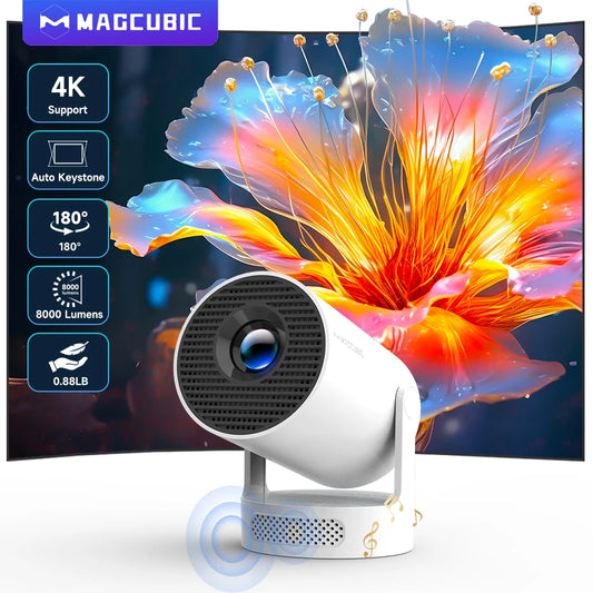 Proyector Magcubic Android 11 4K, 720P HY300 Pro + Wifi Dual 290ANSI 180 ° Proyector portátil flexible