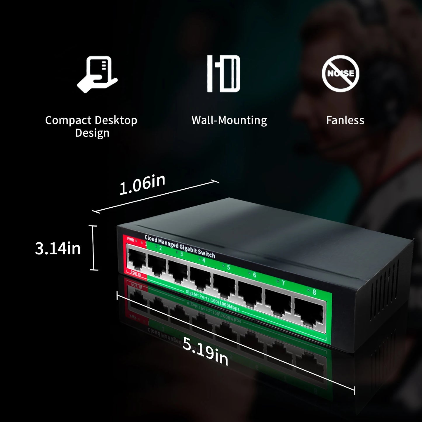 Conmutador Ethernet Gigabit gestionado por la nube, conmutador de red de 8 puertos, 48V, extensor de red POE de escritorio, 100/1000Mbps, SFP, interruptor gestionado por aplicación
