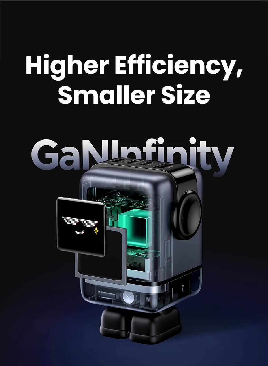 Cargador Robot Uno 100W GaN, cargador QC4.0 3,0 PPS para iPhone 16, 15, 14 Pro, Macbook, tableta, carga rápida