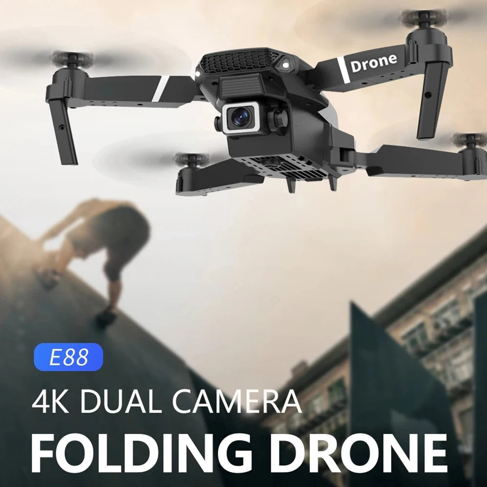 Dron profesional E88 4K gran angular HD 1080P cámara WiFi FPV altura sujetar plegable RC Drone Quadrotor helicóptero juguetes para niños