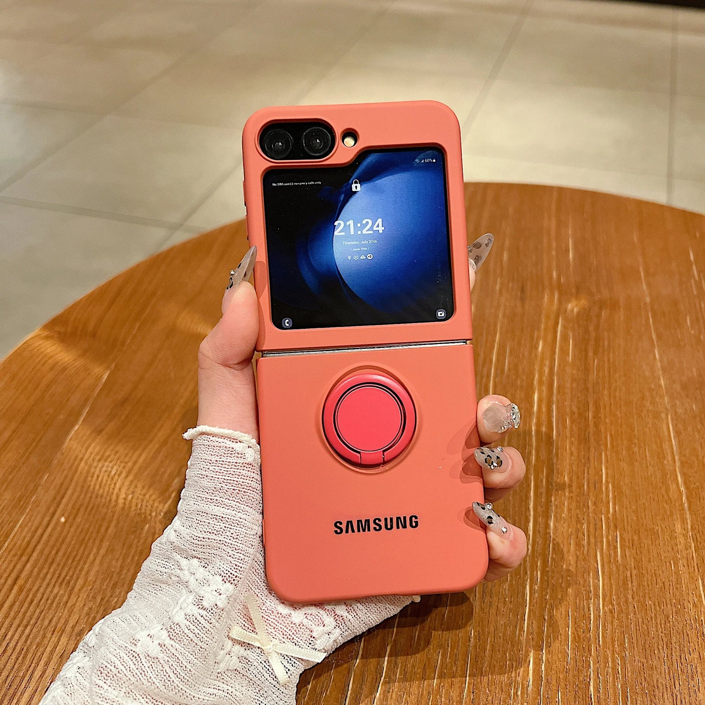 Funda de teléfono con soporte de anillo de silicona líquida de Color caramelo oficial de lujo Samsung Galaxy Z Flip 7 6 5 4 3 funda protectora a prueba de golpes
