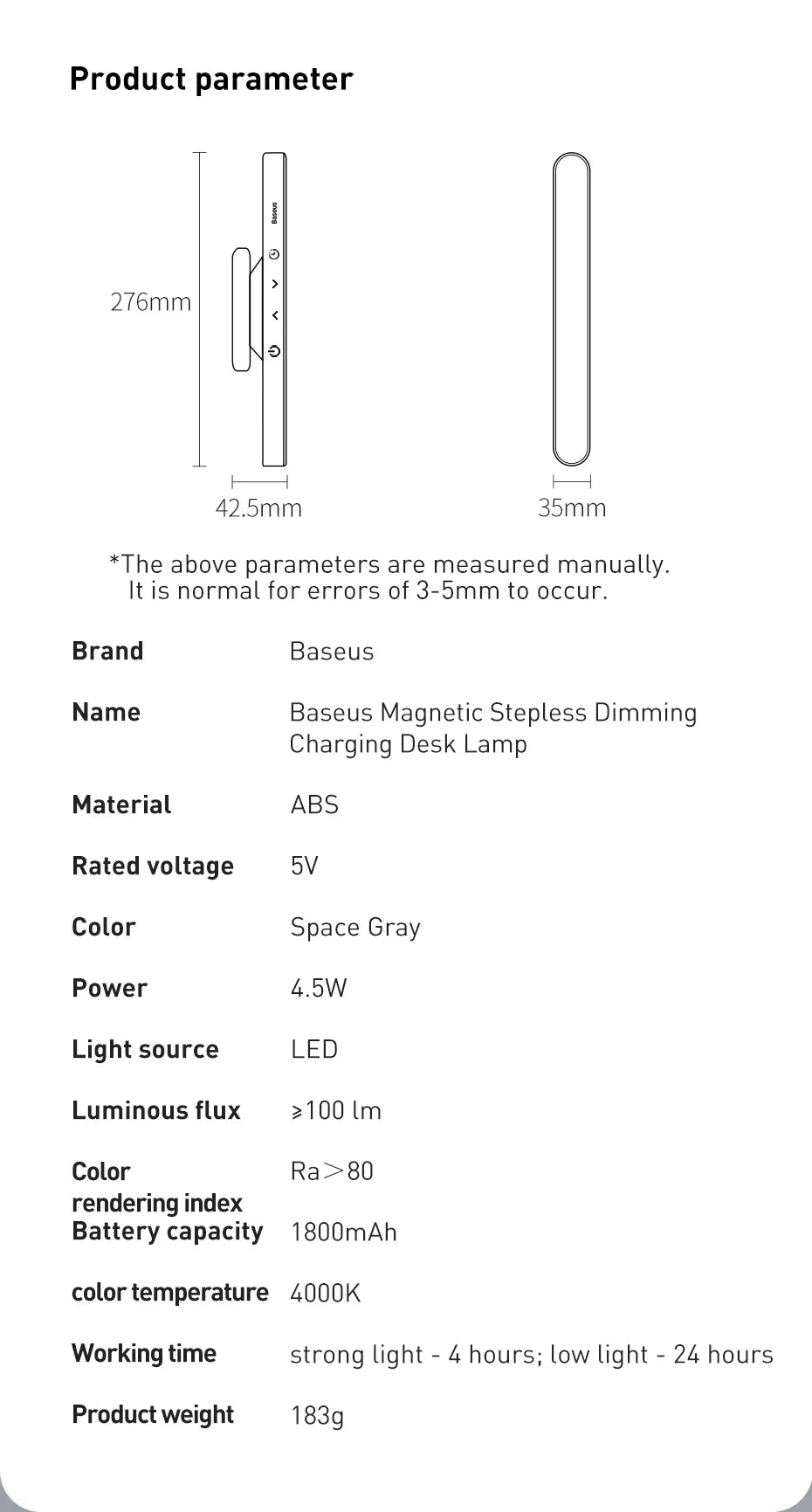 Lámpara de mesa LED magnética colgante, luz nocturna con atenuación continua, recargable para armario, dormitorio, cocina