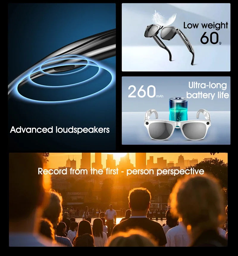 Xiaomi-gafas inteligentes 4K, auriculares con asistente de voz AI, grabación de vídeo/audio, traducción, llamadas Bluetooth, identificación de objetos
