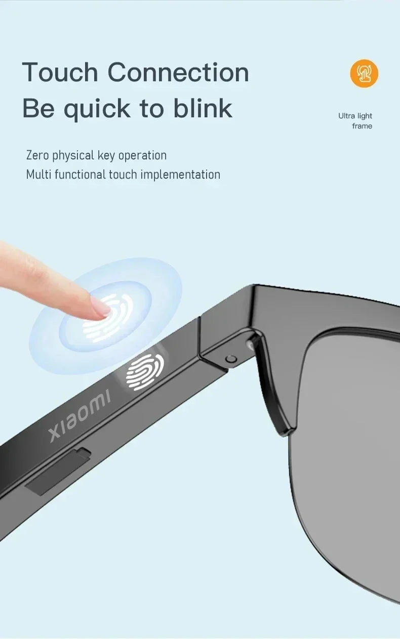 Original mijia Xiaomi gafas de sol inteligentes gafas Bluetooth llamada deportes al aire libre auriculares HIFI luz azul impermeable Anti-UV con micrófono