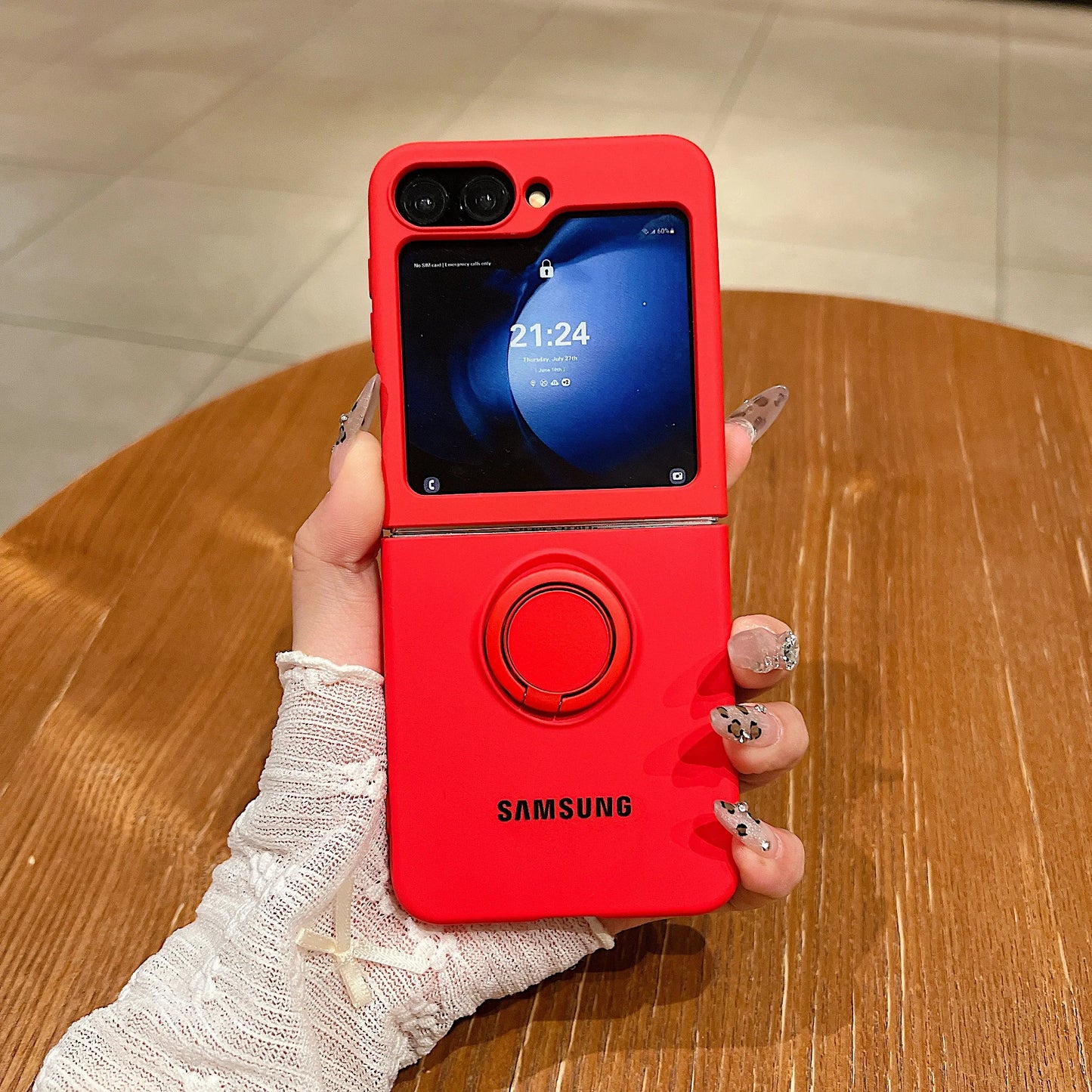 Funda de teléfono con soporte de anillo de silicona líquida de Color caramelo oficial de lujo Samsung Galaxy Z Flip 7 6 5 4 3 funda protectora a prueba de golpes