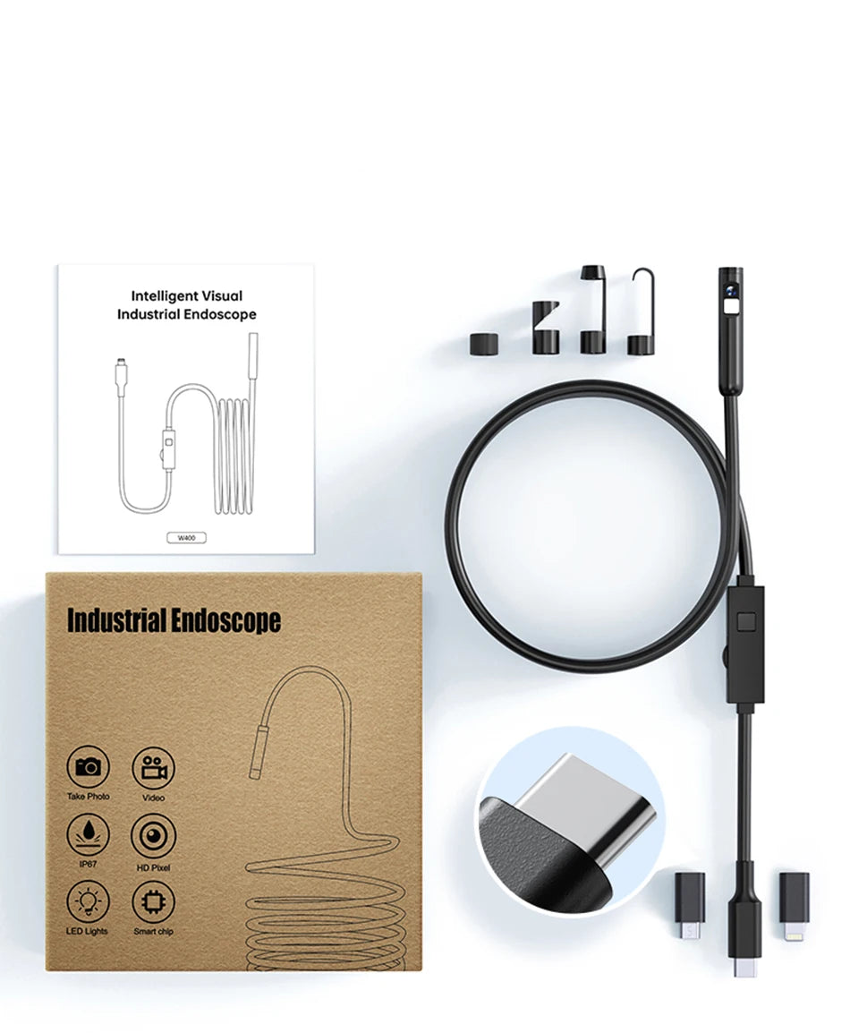 Cámara endoscópica de 8,0 MM IP68 impermeable 8 LED ajustables para IOS Android cámaras boroscopio de inspección flexibles herramientas automotrices
