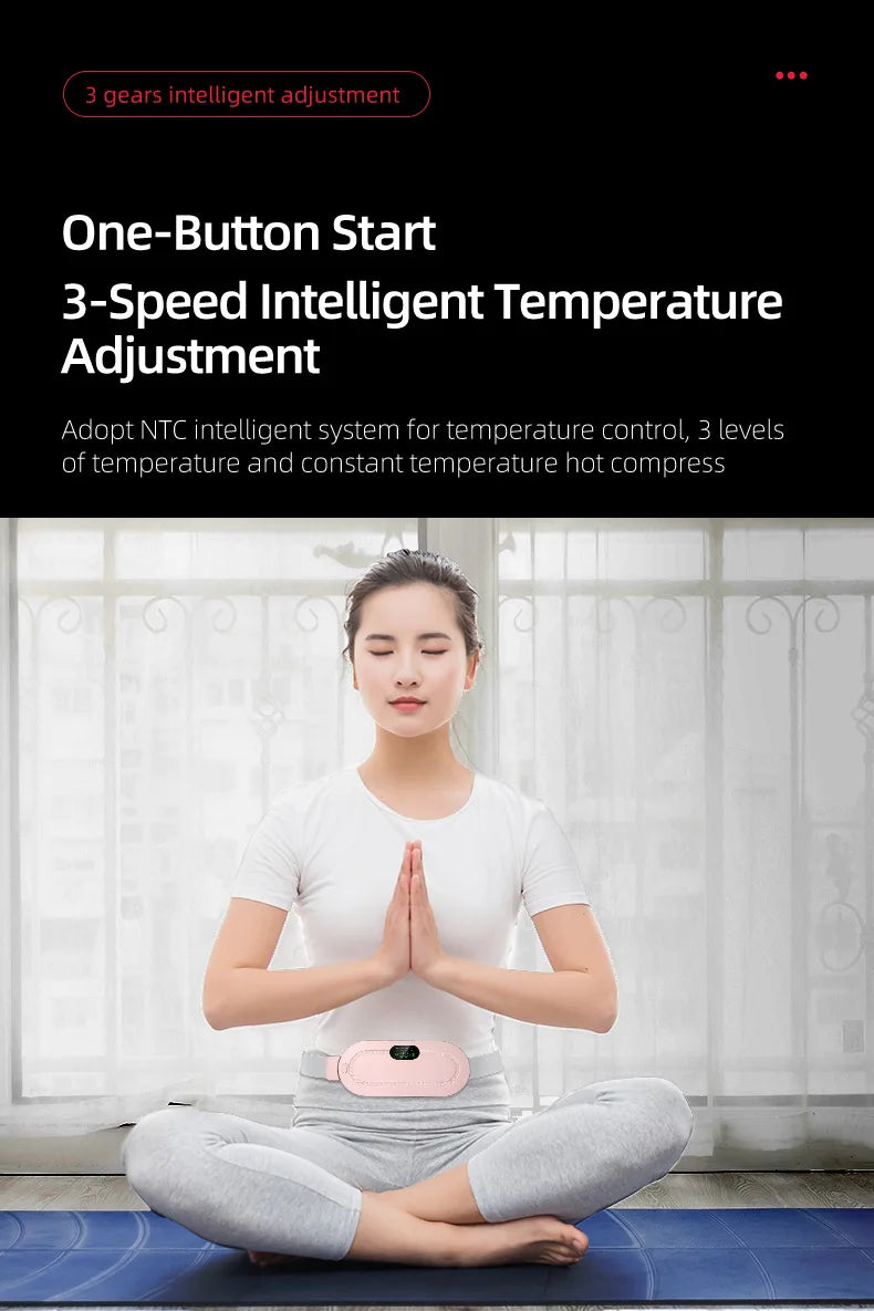 Cinturón calefactor, almohadillas térmicas menstruales, cinturón de alivio del período de compresión caliente, masaje de calefacción Abdominal recargable por USB