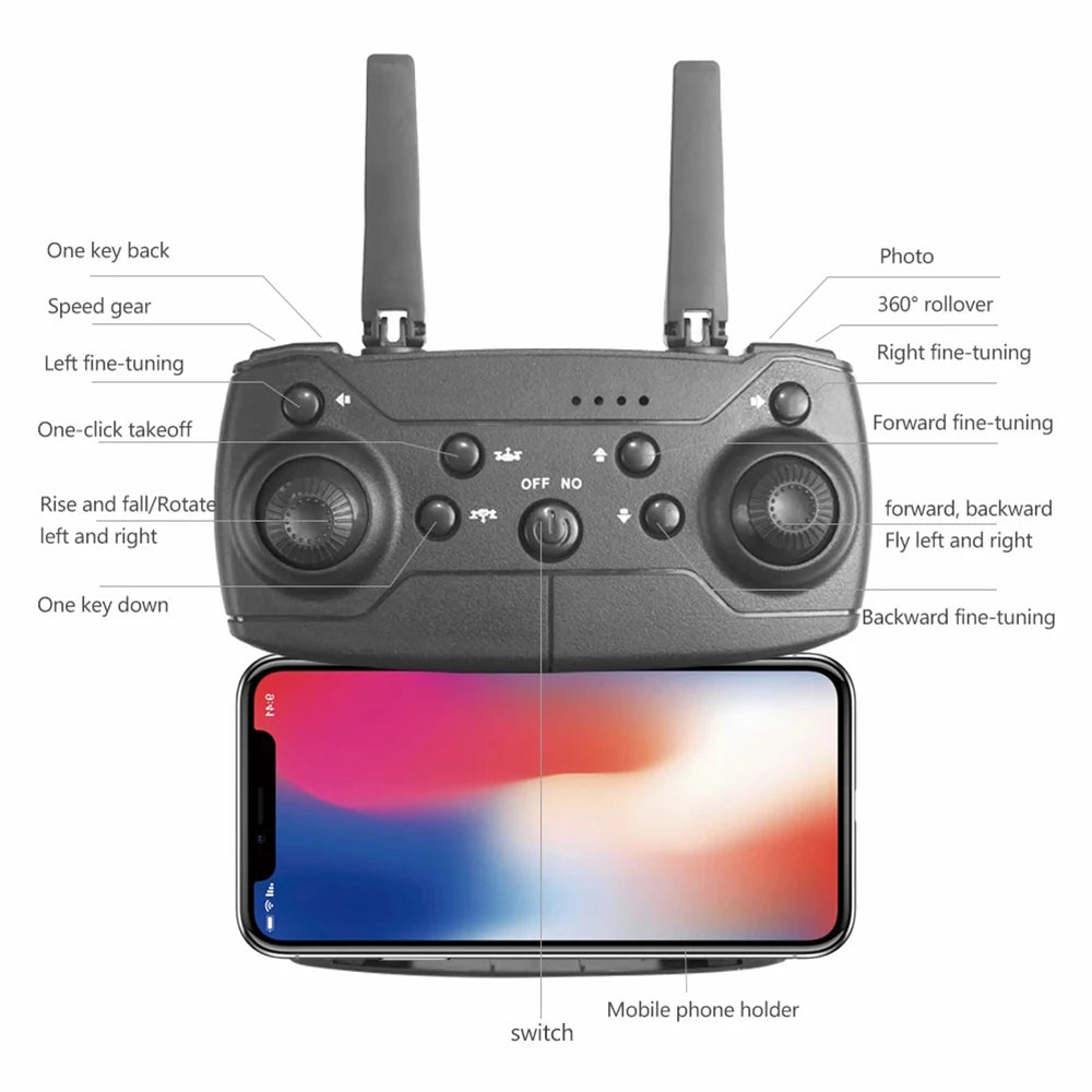 Dron profesional E88 4K gran angular HD 1080P cámara WiFi FPV altura sujetar plegable RC Drone Quadrotor helicóptero juguetes para niños