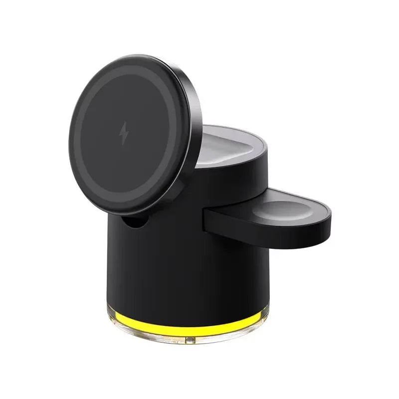 Cargador inalámbrico 4 en 1 QI2, base de carga rápida, luz nocturna para Magsafe iPhone 16 15 14 Pro Max Airpods Pro 2-8 Apple Watch