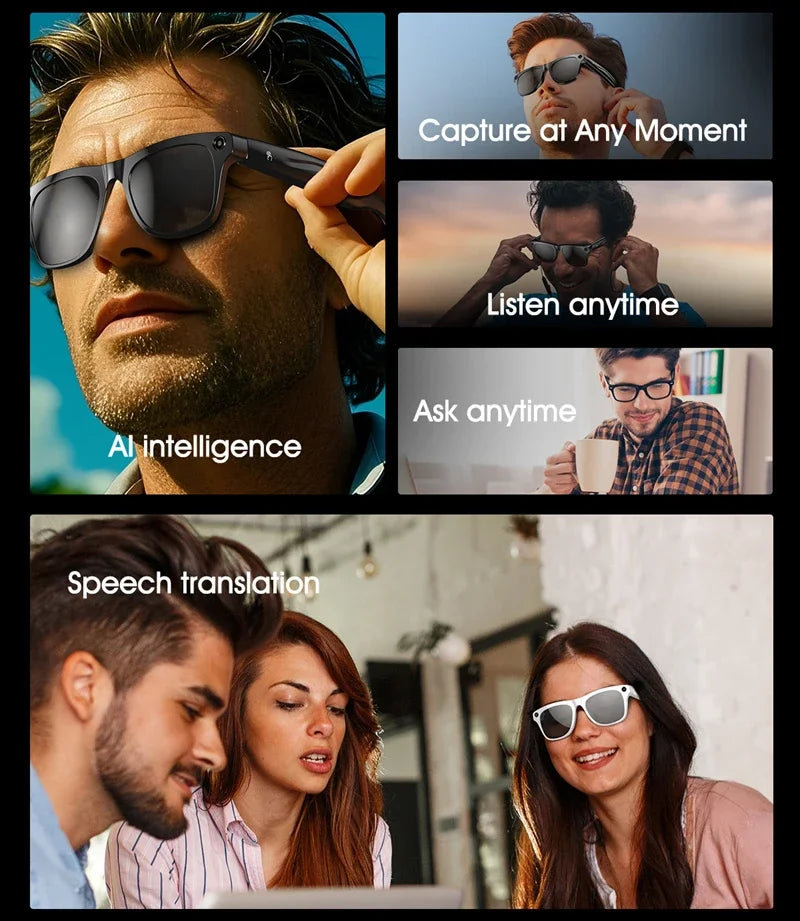 Xiaomi-gafas inteligentes 4K, auriculares con asistente de voz AI, grabación de vídeo/audio, traducción, llamadas Bluetooth, identificación de objetos