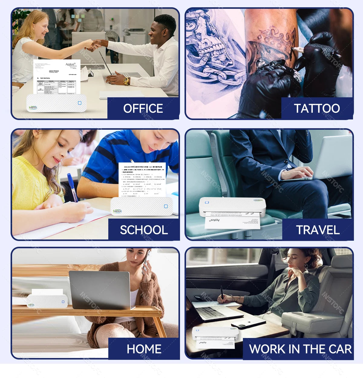 Impresora térmica portátil A4, Bluetooth, fotos, PDF, máquina de impresión de documentos, trabajo, hogar, escuela, viajes