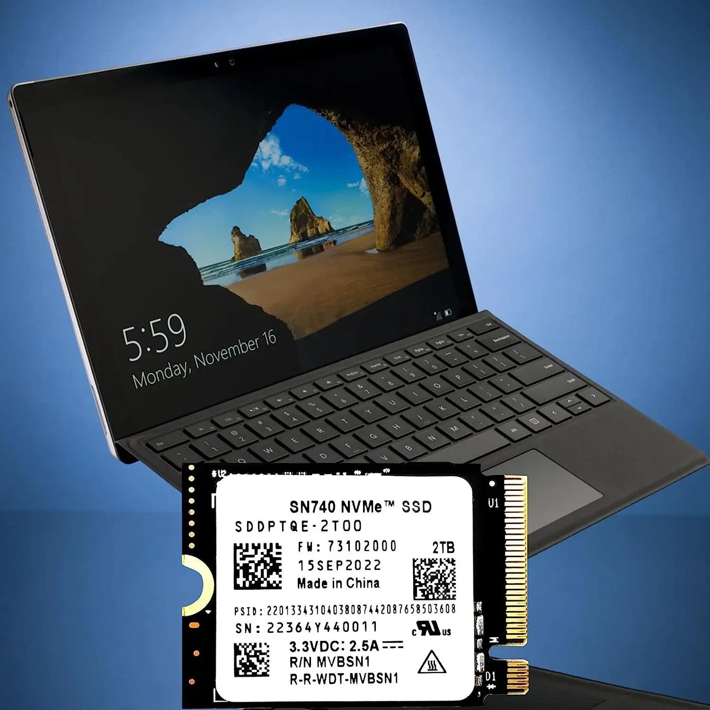SSD interno NVMe PCIe M.2 2230 / 2242 empaquetado por OEM Samsung BM9C1/PM9B1/PM9C1A/PM991A y WD SN740 y Crucial P310 y Micron 2450