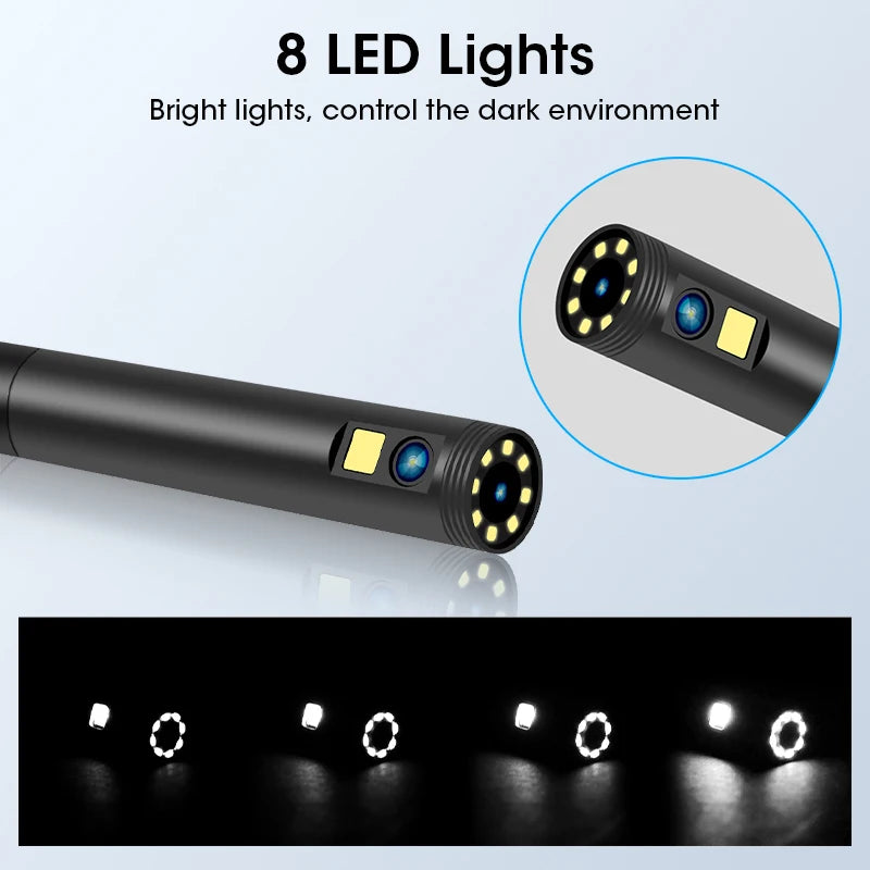 Cámara endoscópica de 8,0 MM IP68 impermeable 8 LED ajustables para IOS Android cámaras boroscopio de inspección flexibles herramientas automotrices