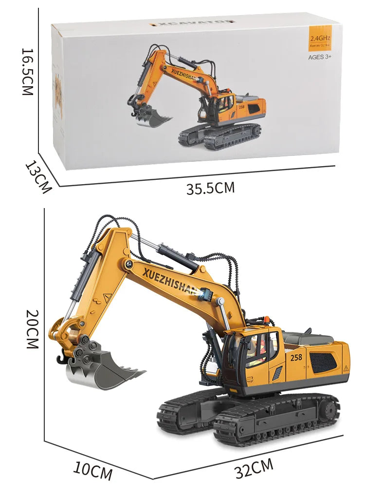 Camión volquete de aleación 1:24 9CH RC, vehículo de ingeniería, carretilla elevadora, excavadora pesada, coche de Control remoto, juguetes para niños, regalos