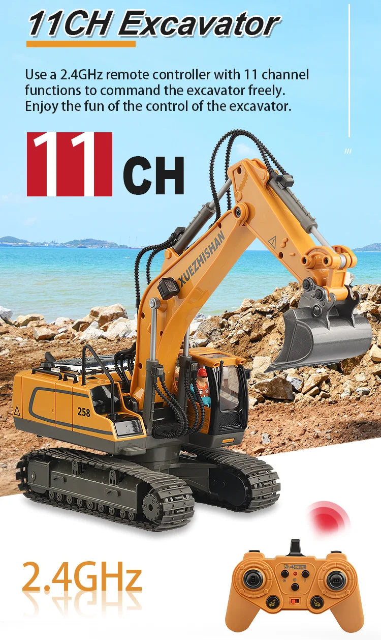Camión volquete de aleación 1:24 9CH RC, vehículo de ingeniería, carretilla elevadora, excavadora pesada, coche de Control remoto, juguetes para niños, regalos