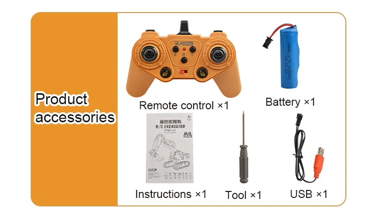 Camión volquete de aleación 1:24 9CH RC, vehículo de ingeniería, carretilla elevadora, excavadora pesada, coche de Control remoto, juguetes para niños, regalos
