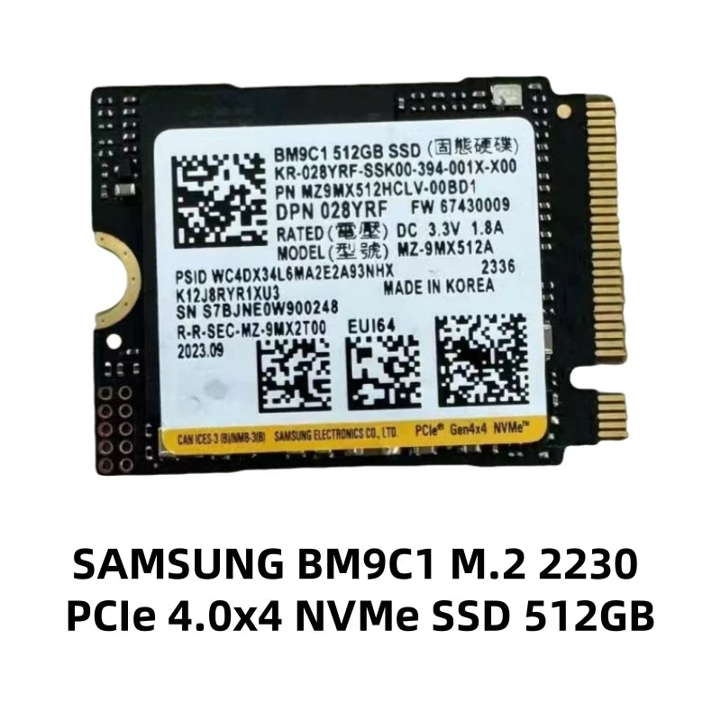 SSD interno NVMe PCIe M.2 2230 / 2242 empaquetado por OEM Samsung BM9C1/PM9B1/PM9C1A/PM991A y WD SN740 y Crucial P310 y Micron 2450