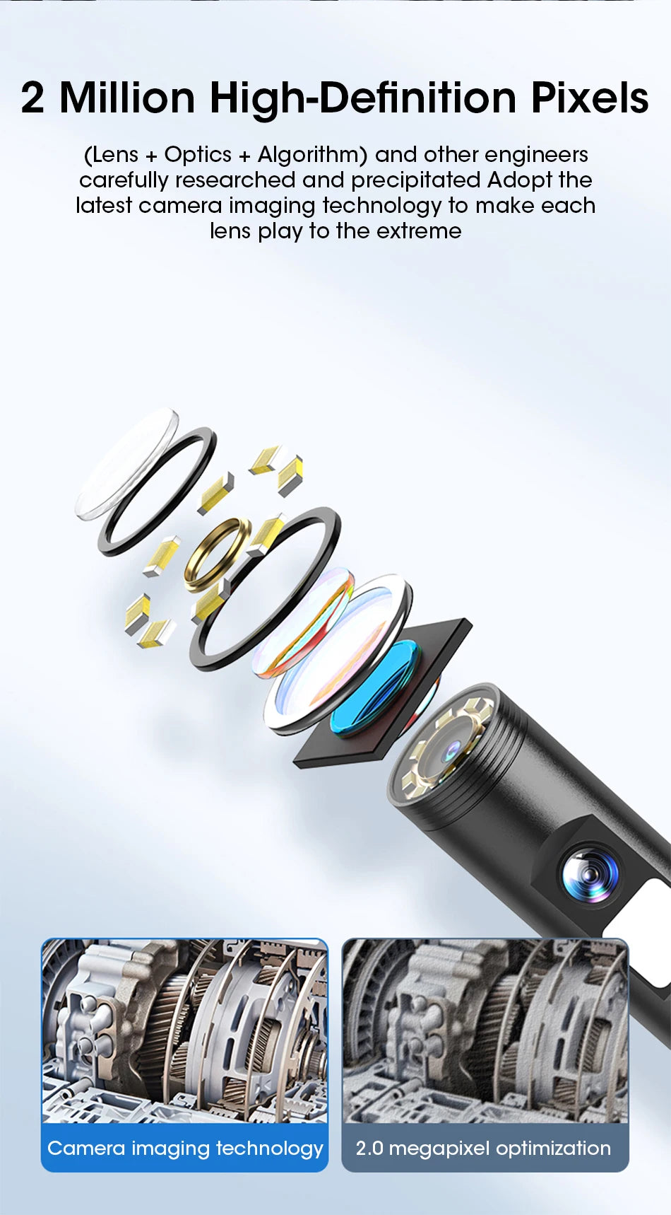 Cámara endoscópica de 8,0 MM IP68 impermeable 8 LED ajustables para IOS Android cámaras boroscopio de inspección flexibles herramientas automotrices