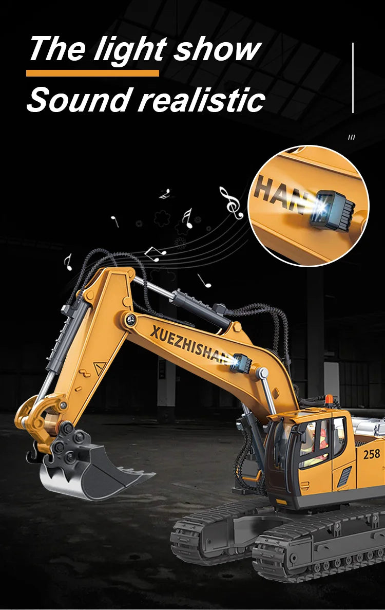 Camión volquete de aleación 1:24 9CH RC, vehículo de ingeniería, carretilla elevadora, excavadora pesada, coche de Control remoto, juguetes para niños, regalos
