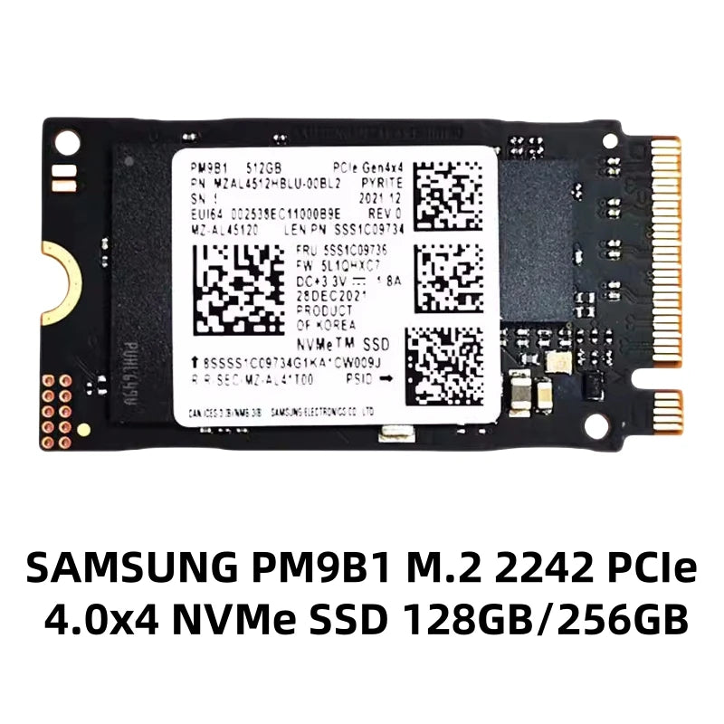SSD interno NVMe PCIe M.2 2230 / 2242 empaquetado por OEM Samsung BM9C1/PM9B1/PM9C1A/PM991A y WD SN740 y Crucial P310 y Micron 2450