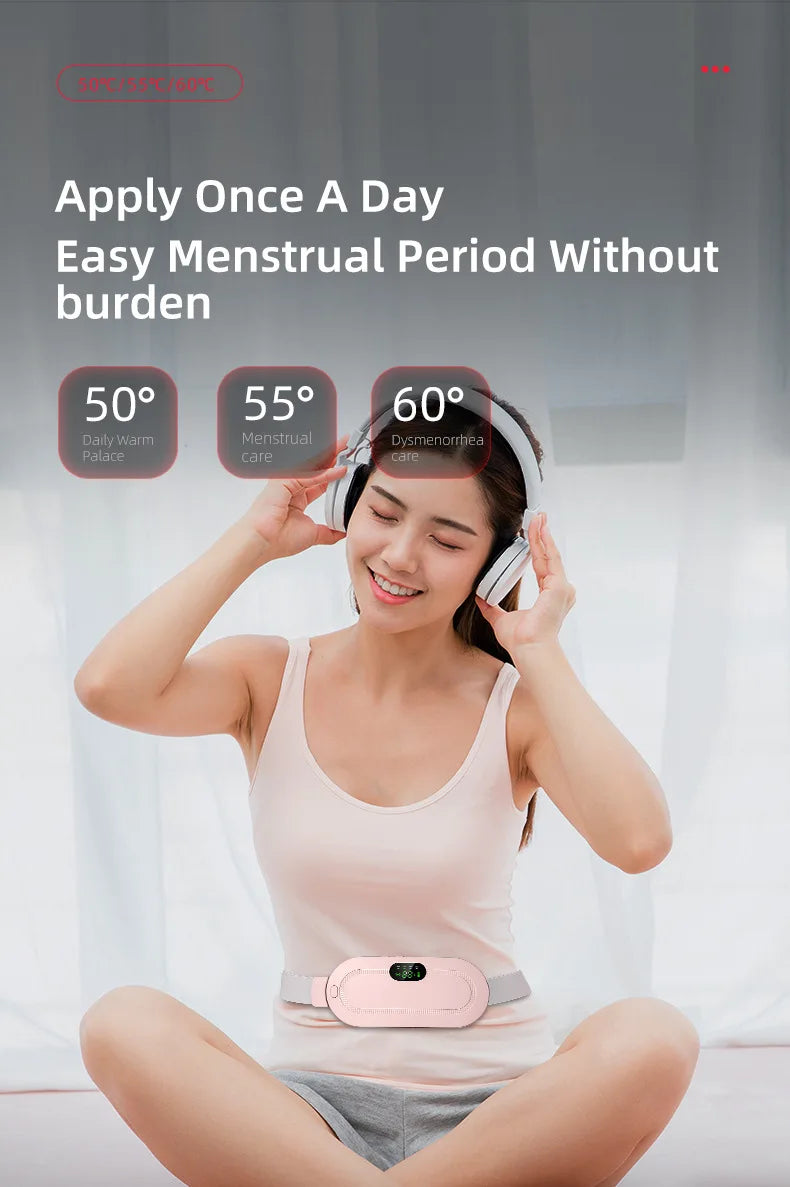 Cinturón calefactor, almohadillas térmicas menstruales, cinturón de alivio del período de compresión caliente, masaje de calefacción Abdominal recargable por USB