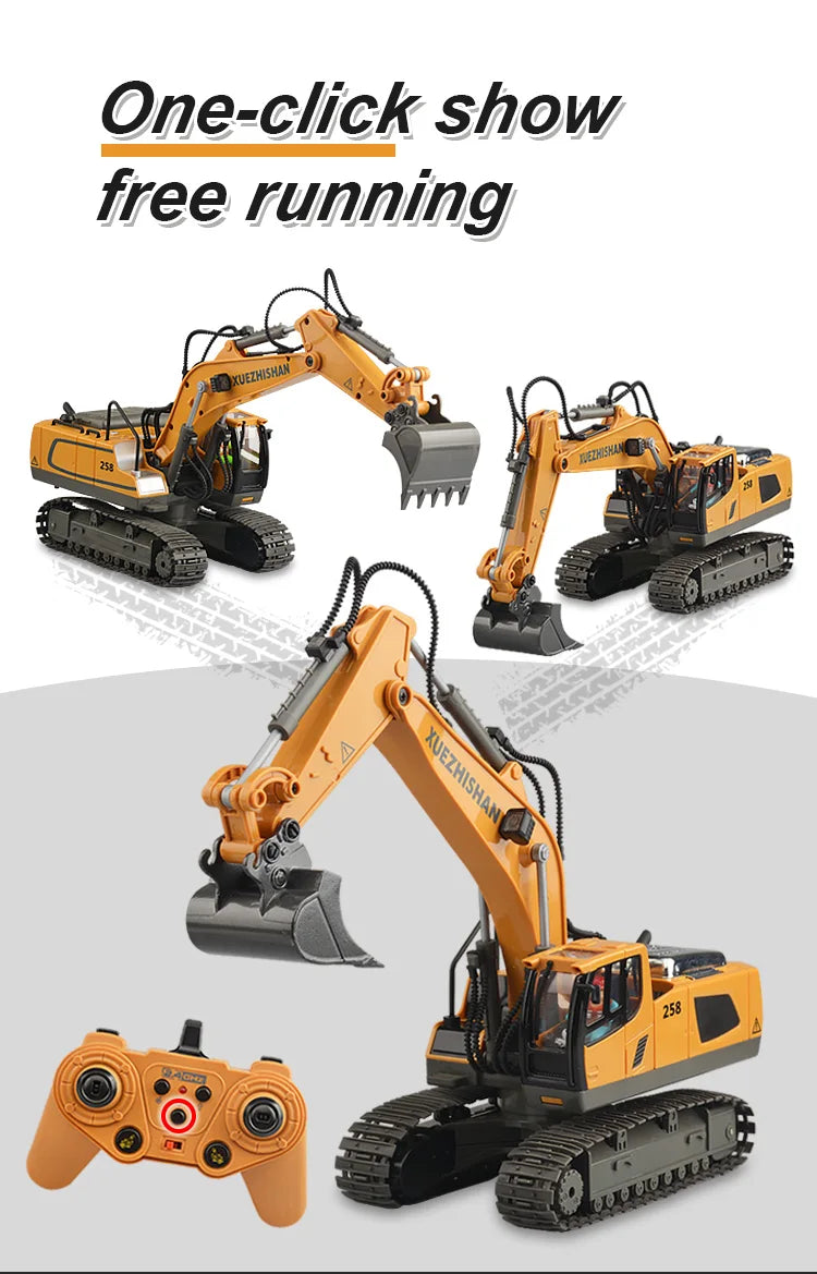Camión volquete de aleación 1:24 9CH RC, vehículo de ingeniería, carretilla elevadora, excavadora pesada, coche de Control remoto, juguetes para niños, regalos