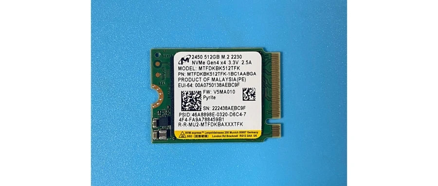 SSD interno NVMe PCIe M.2 2230 / 2242 empaquetado por OEM Samsung BM9C1/PM9B1/PM9C1A/PM991A y WD SN740 y Crucial P310 y Micron 2450