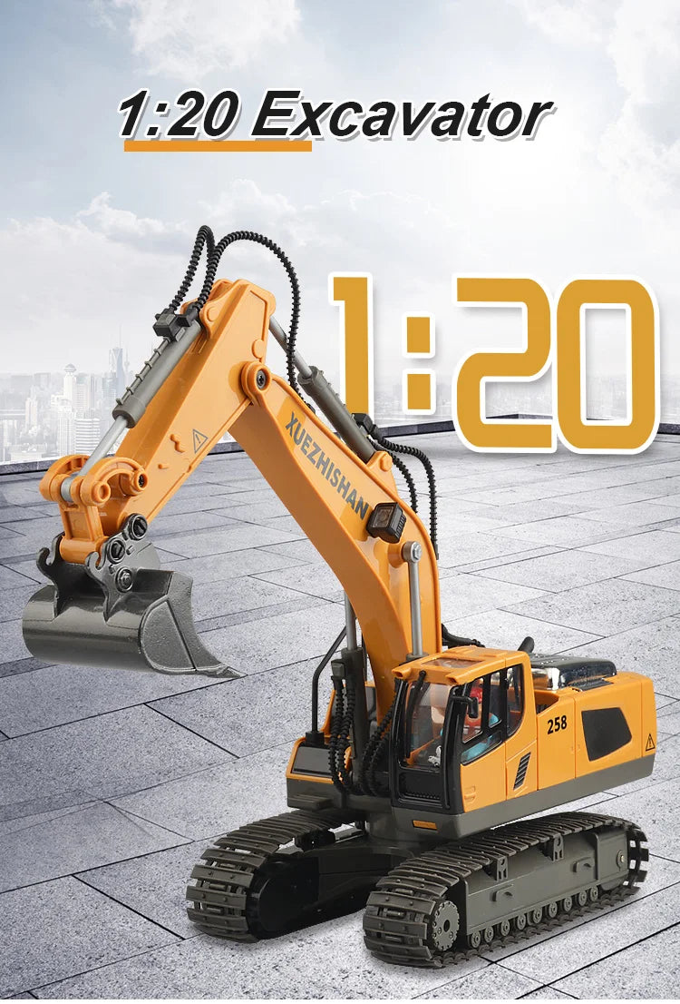 Camión volquete de aleación 1:24 9CH RC, vehículo de ingeniería, carretilla elevadora, excavadora pesada, coche de Control remoto, juguetes para niños, regalos