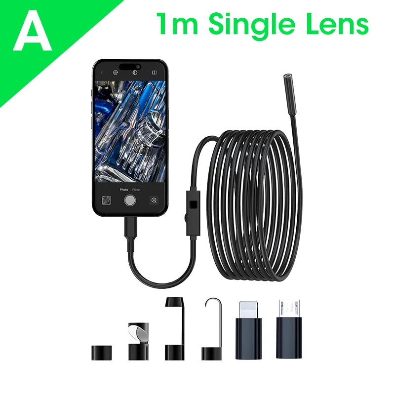 Cámara endoscópica de 8,0 MM IP68 impermeable 8 LED ajustables para IOS Android cámaras boroscopio de inspección flexibles herramientas automotrices
