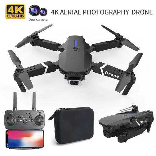 Dron profesional E88 4K gran angular HD 1080P cámara WiFi FPV altura sujetar plegable RC Drone Quadrotor helicóptero juguetes para niños