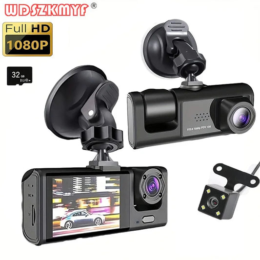 Cámara de salpicadero Dvr 2/3 para coche,amara coche delantera grabar，camara para vehiculo，dashcam coche， grabadora de vídeo frontal y trasera con visión nocturna IR, 1080P