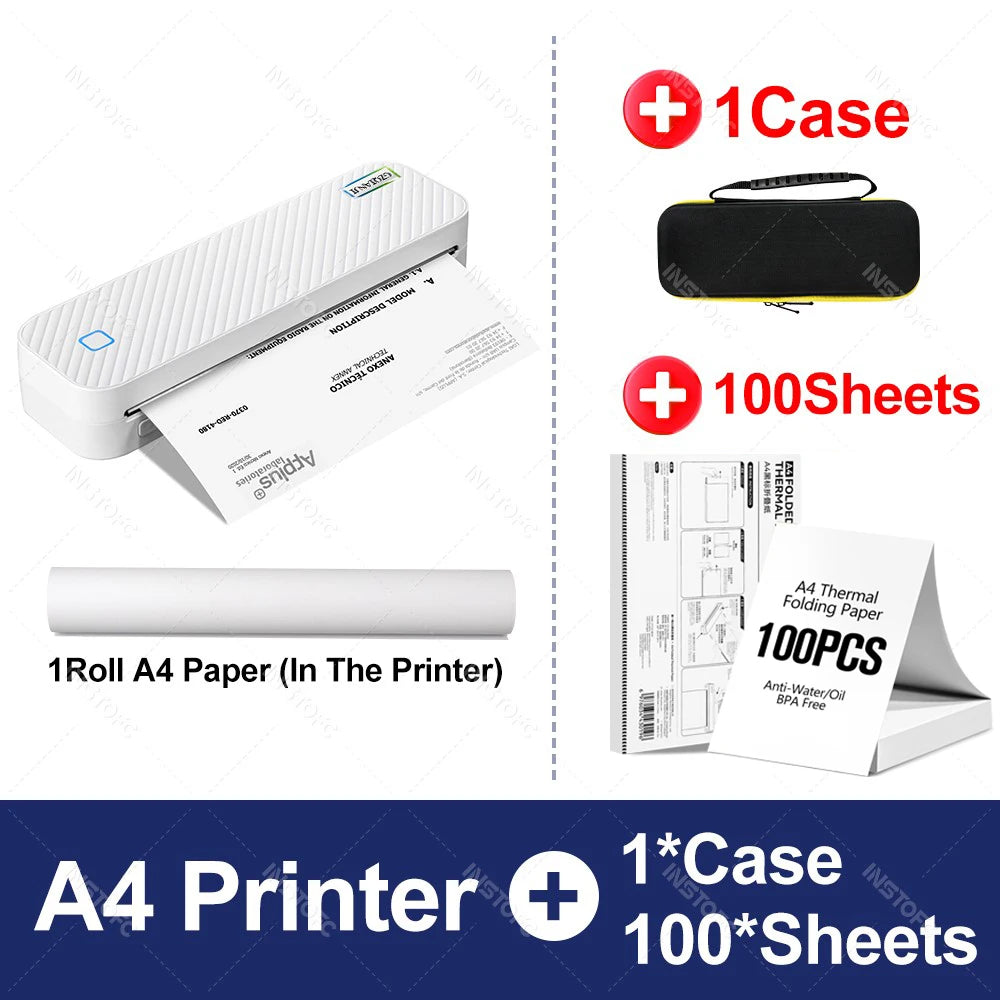 Impresora térmica portátil A4, Bluetooth, fotos, PDF, máquina de impresión de documentos, trabajo, hogar, escuela, viajes