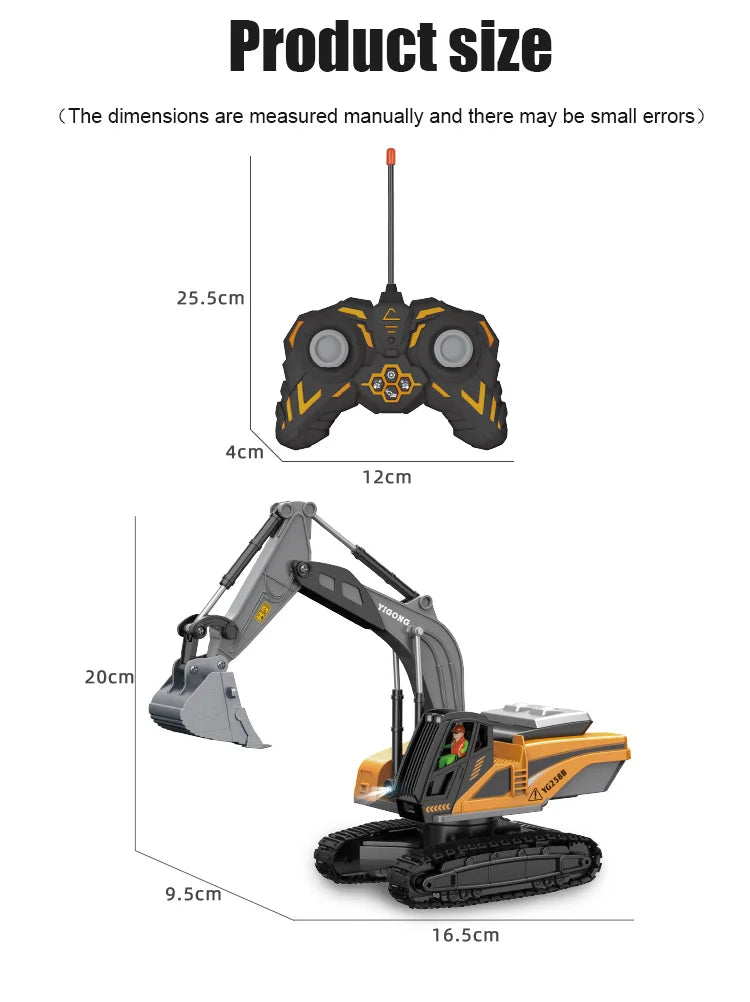 Camión volquete de aleación 1:24 9CH RC, vehículo de ingeniería, carretilla elevadora, excavadora pesada, coche de Control remoto, juguetes para niños, regalos