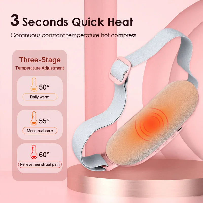 Cinturón calefactor, almohadillas térmicas menstruales, cinturón de alivio del período de compresión caliente, masaje de calefacción Abdominal recargable por USB