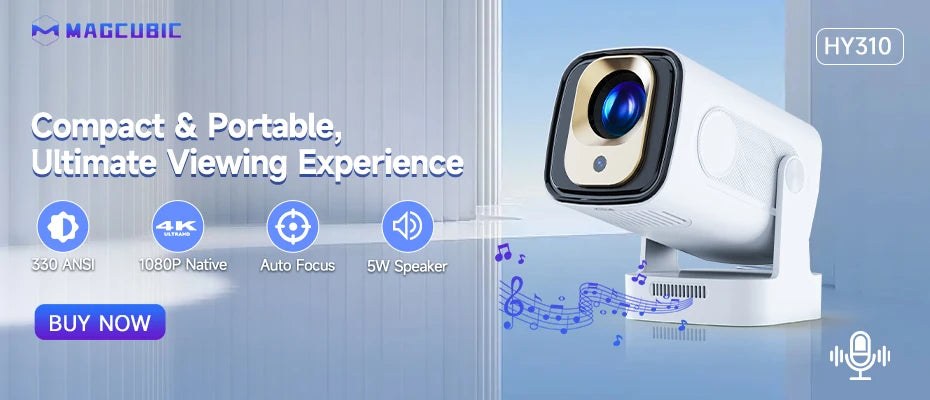 Proyector Magcubic Android 11 4K, 720P HY300 Pro + Wifi Dual 290ANSI 180 ° Proyector portátil flexible