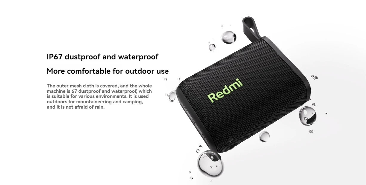 Xiaomi Redmi Altavoz Bluetooth portátil al aire libre IP67 estéreo potente caja de sonido BT5.3 RGB doble emparejamiento TWS conectividad colorida