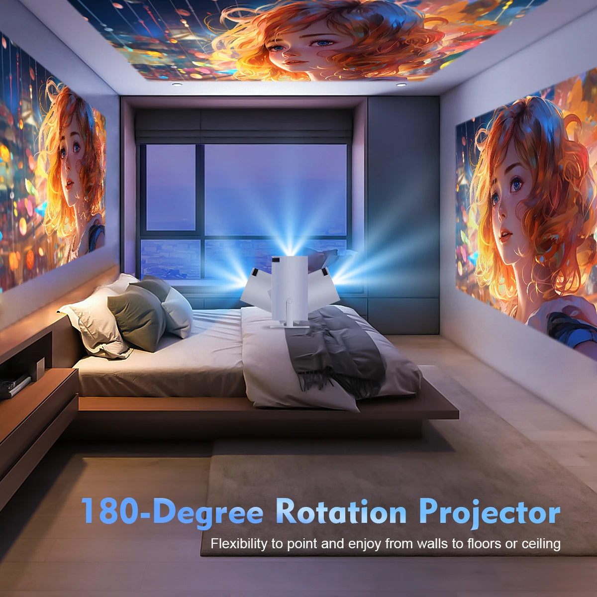 Proyector Magcubic Android 11 4K, 720P HY300 Pro + Wifi Dual 290ANSI 180 ° Proyector portátil flexible