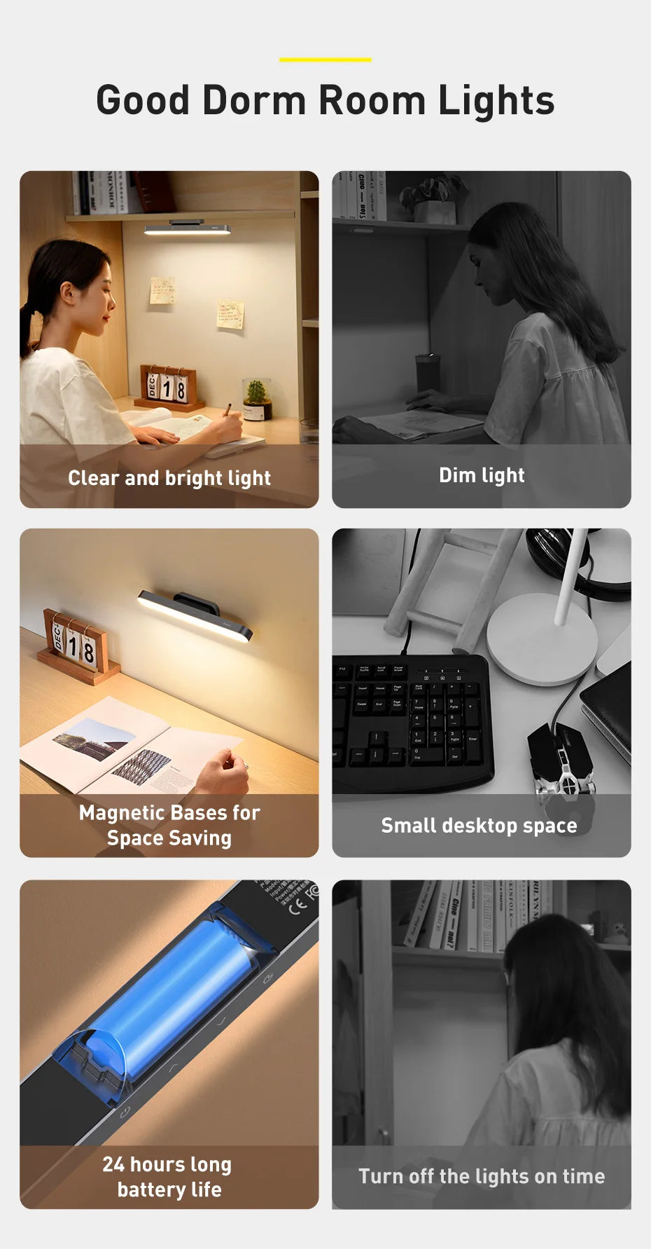 Lámpara de mesa LED magnética colgante, luz nocturna con atenuación continua, recargable para armario, dormitorio, cocina