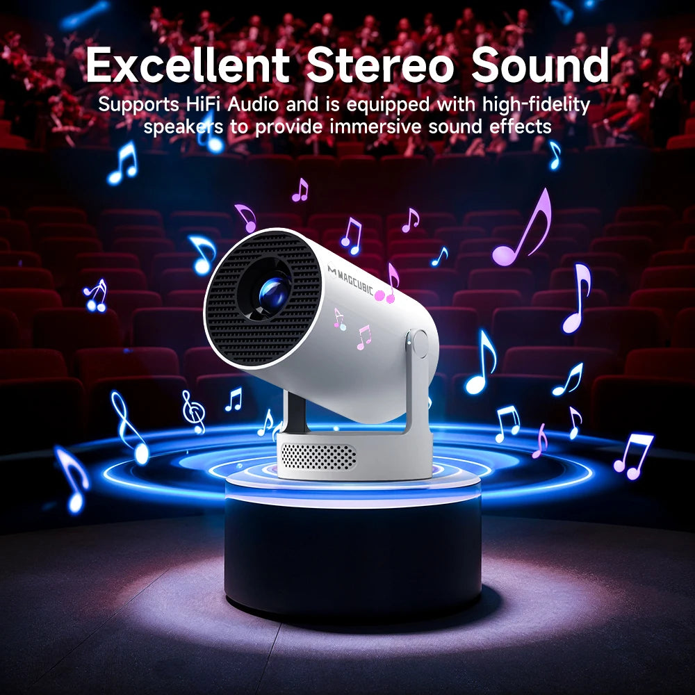 Proyector Magcubic Android 11 4K, 720P HY300 Pro + Wifi Dual 290ANSI 180 ° Proyector portátil flexible